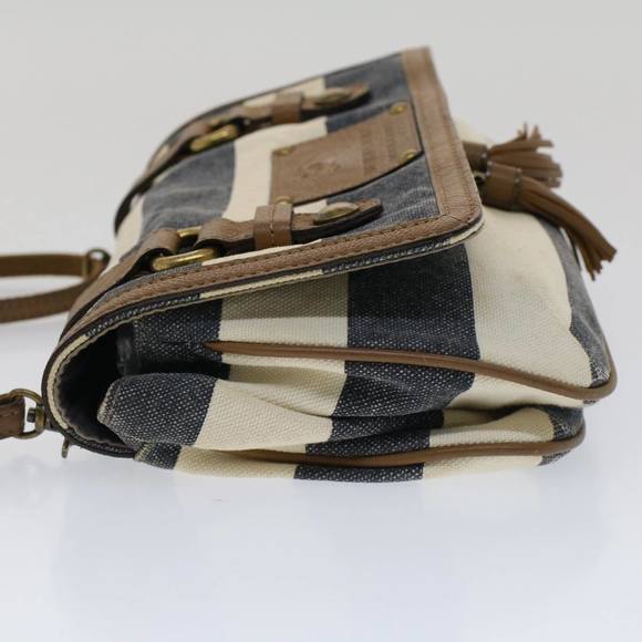 BURBERRY Blue Label Shoulder Bag Canvas White Navy Auth bs7490 - Picture 4 of 16